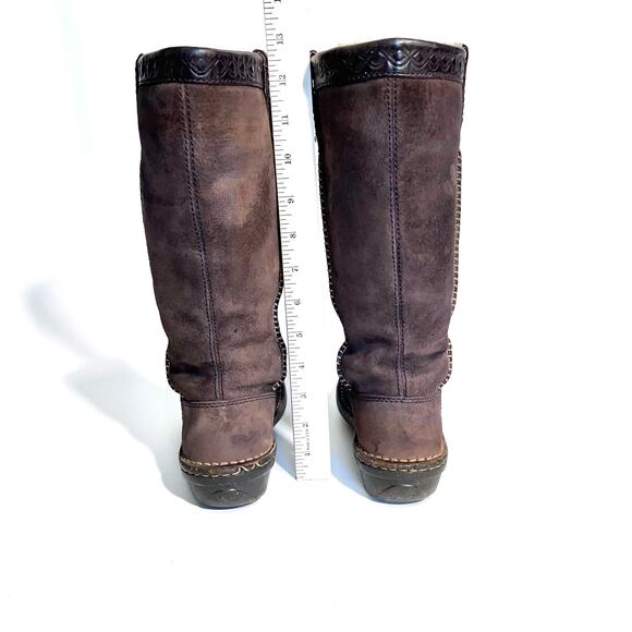 UGG Boot Women 5 Dark Brown Leather Swell Suede‎ Tall Sheepskin Australia # 5676 - Picture 7 of 12